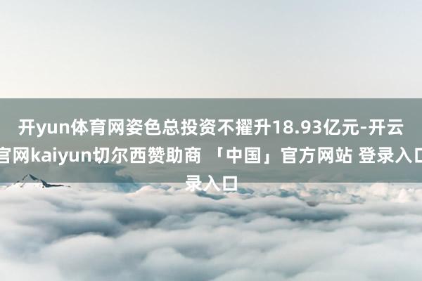 开yun体育网姿色总投资不擢升18.93亿元-开云官网kaiyun切尔西赞助商 「中国」官方网站 登录入口