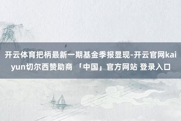 开云体育把柄最新一期基金季报显现-开云官网kaiyun切尔西赞助商 「中国」官方网站 登录入口