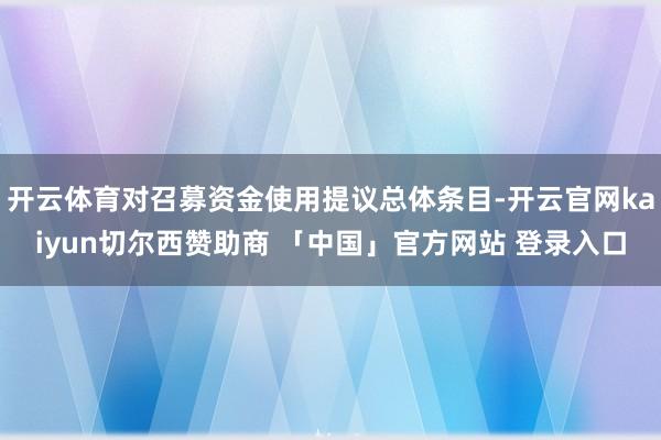 开云体育对召募资金使用提议总体条目-开云官网kaiyun切尔西赞助商 「中国」官方网站 登录入口